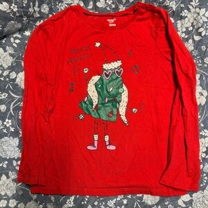 Great condition Carter’s shirt.  Red with mixed colors, size 10